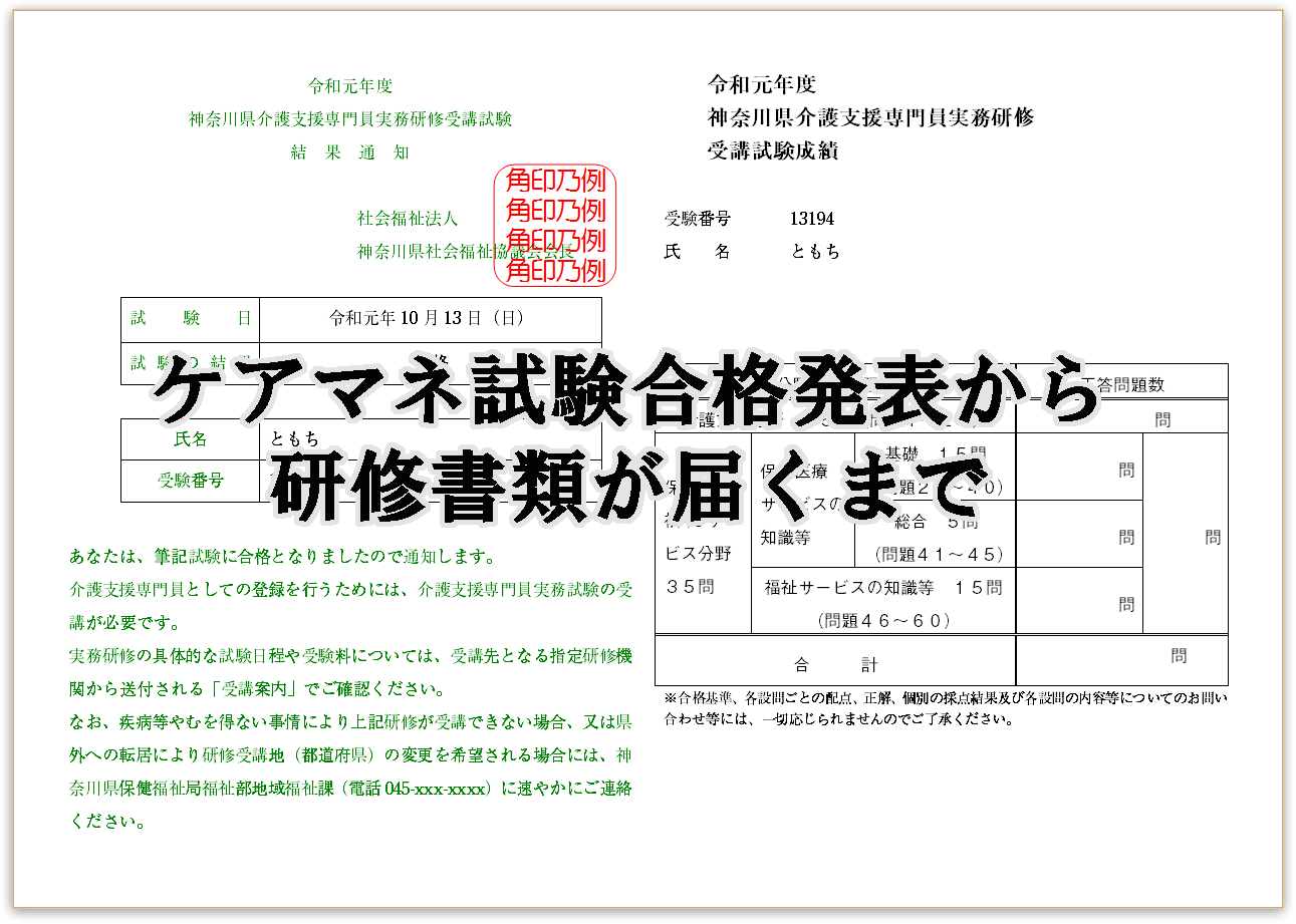 ケアマネ試験合格発表から 研修書類が届くまで